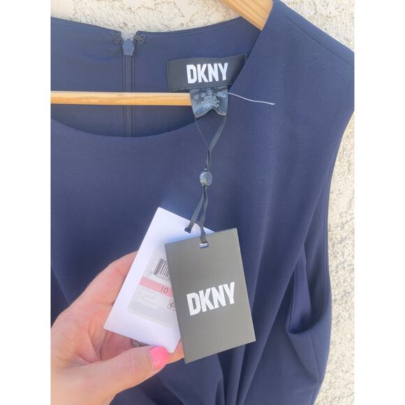 NWT - DKNY Women's Sleeveless Side-Draped Wide-Leg Jumpsuit - Navy - 10 - Picture 7 of 10